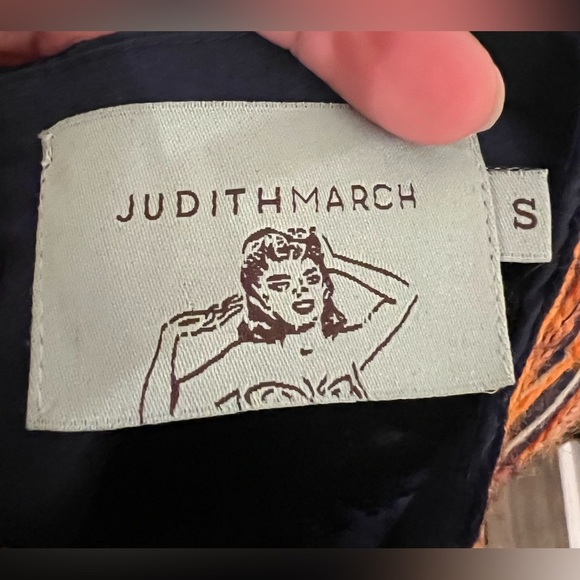 Judith March Anthropologie Navy Dress w/ Patchwork & Yarn Collar Sz Small - Picture 14 of 16